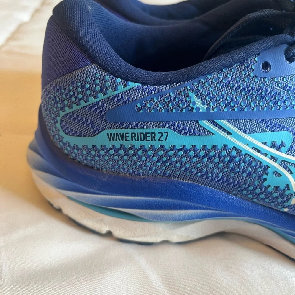 Mizuno Women’s Wave Rider 27 Blue Running Shoes Size 8 - Picture 2 of 6